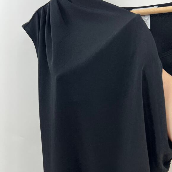 American VINTAGE Cache XS Black Asymmetrical Sheath Mini Dress Rhinestone Ruche - Picture 7 of 12